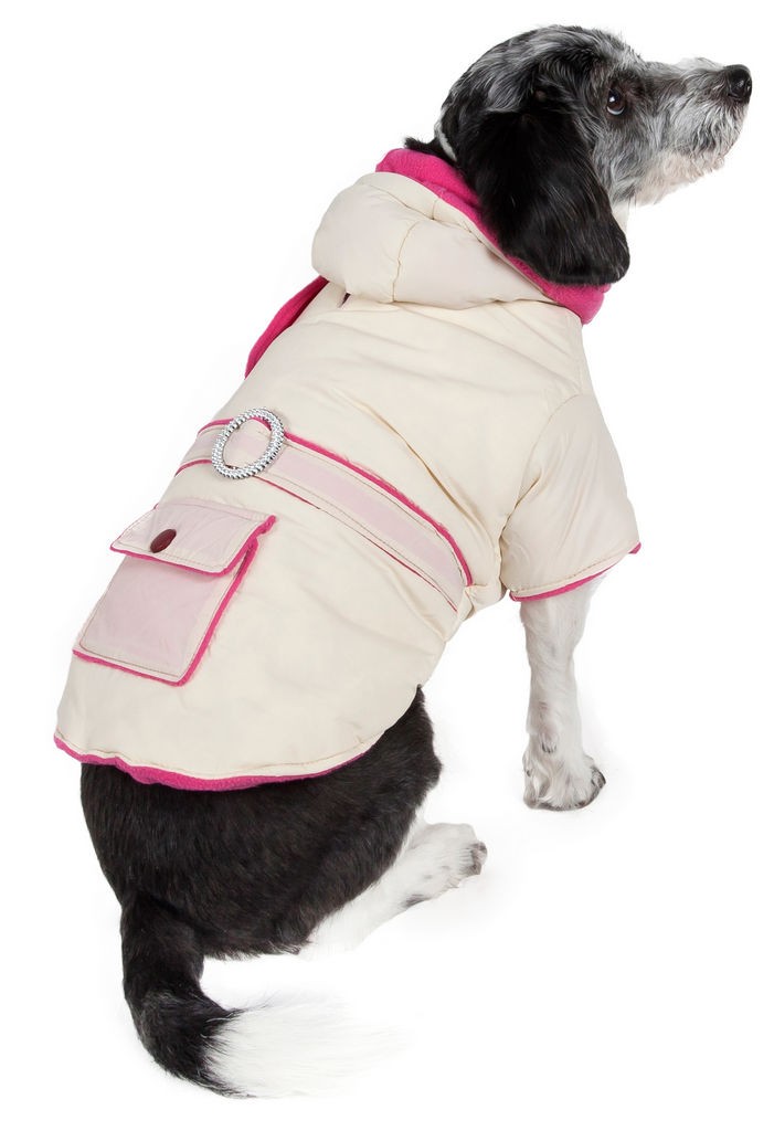 Pet Life Double-Toned Jewel Pet Jacket in Beige And Pink (Small) - Pet Life 8TPSM - Intensery
