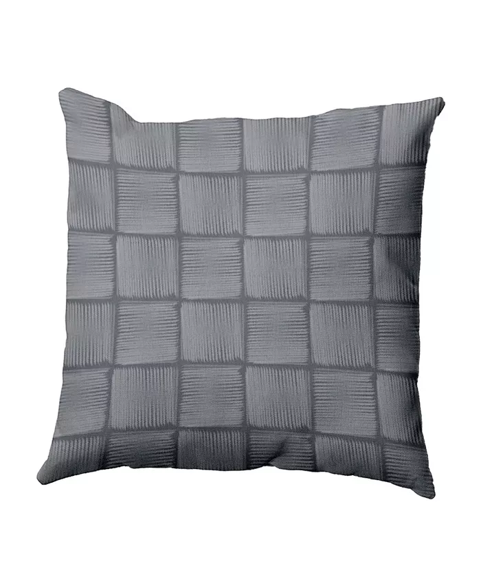E by Design 16 Inch Gray Decorative Squares Throw Pillow - Intensery
