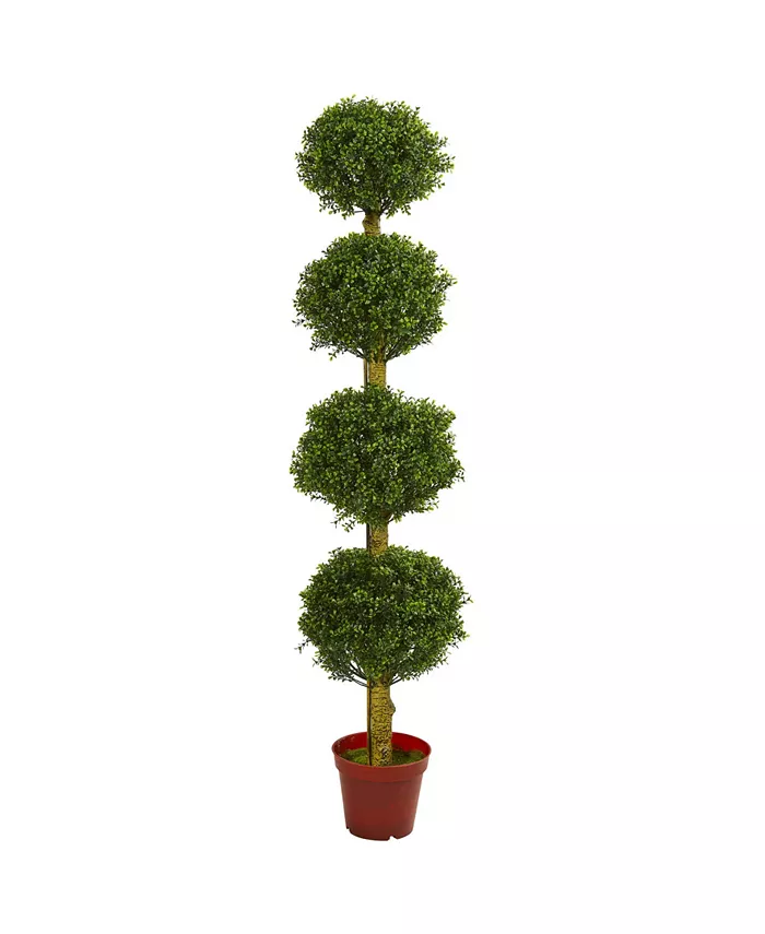Nearly Natural 6' Boxwood 4-Tier Topiary UV-Resistant Indoor Outdoor Artificial Tree - Intensery