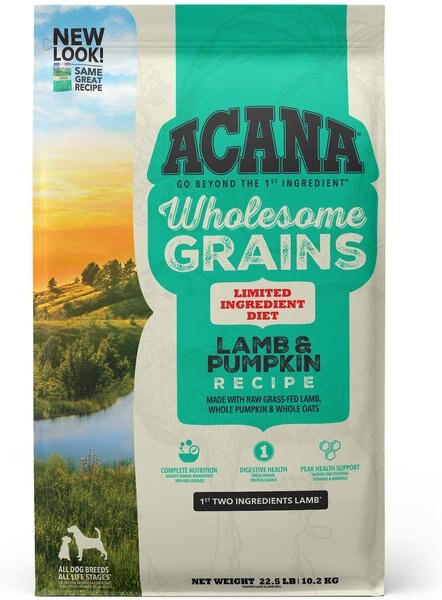 ACANA Singles + Wholesome Grains Limited Ingredient Diet Lamb and Pumpkin Recipe Dry Dog Food - Intensery