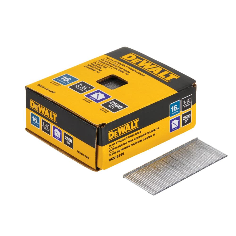 DEWALT 1-1/4 Straight 16 Gauge Finishing Nails (2500 pk) DCS16125 from DEWALT - Intensery