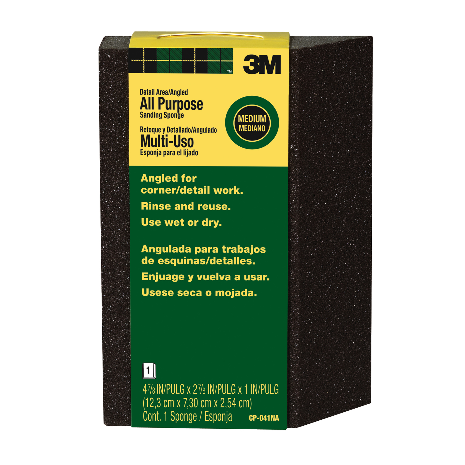 3M 4-7/8 in. L X 2-7/8 in. W X 1 in. 80 Grit Medium Angled Sanding Sponge - Intensery