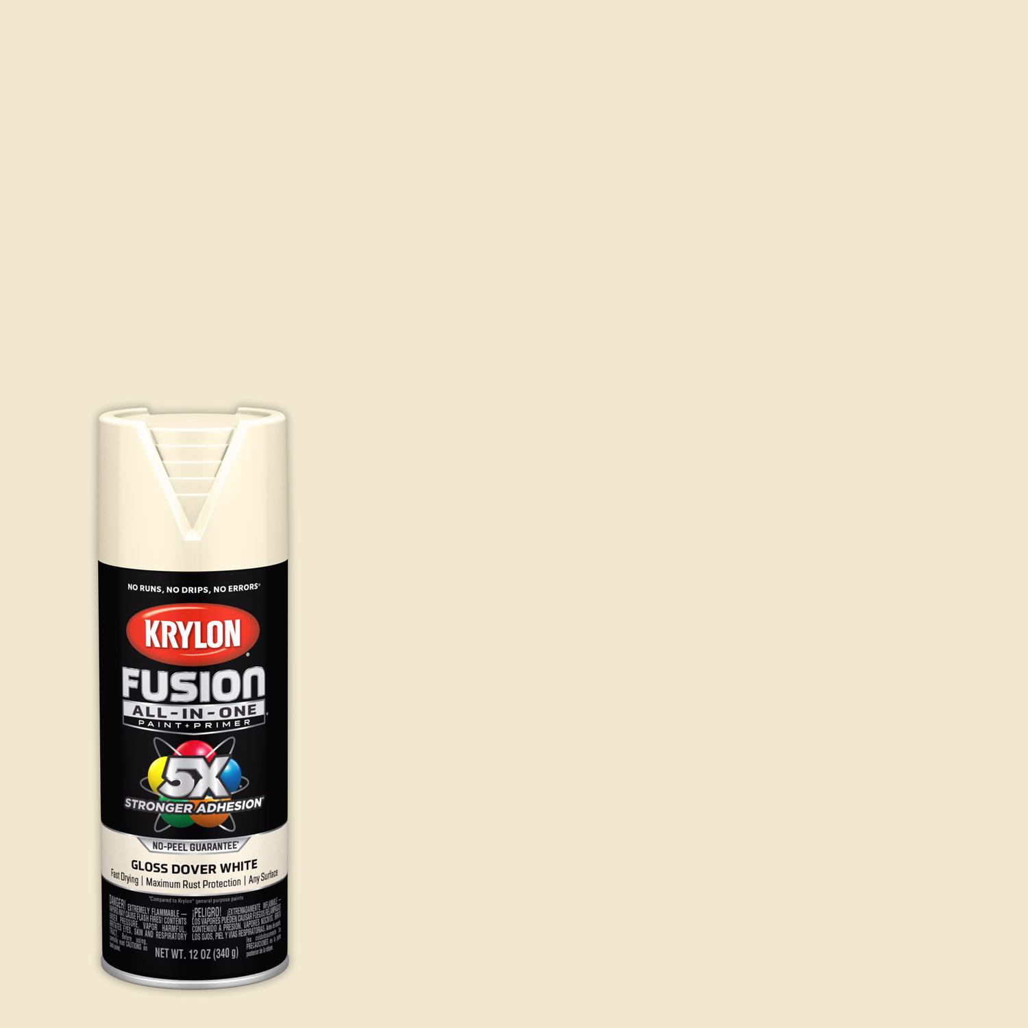 Krylon Fusion All-In-One Gloss Dover White Paint+Primer Spray Paint 12 oz - Intensery