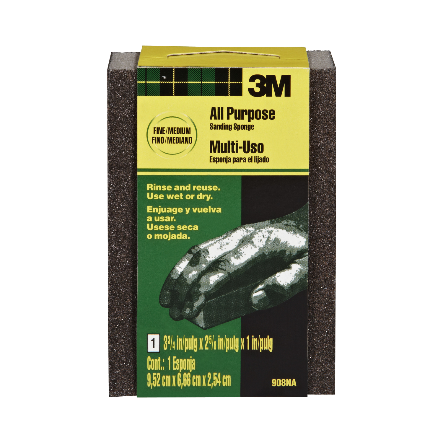 3M 38049 in. L X 39483 in. W X 1 in. Fine/Medium Wet/Dry Sanding Sponge - Intensery