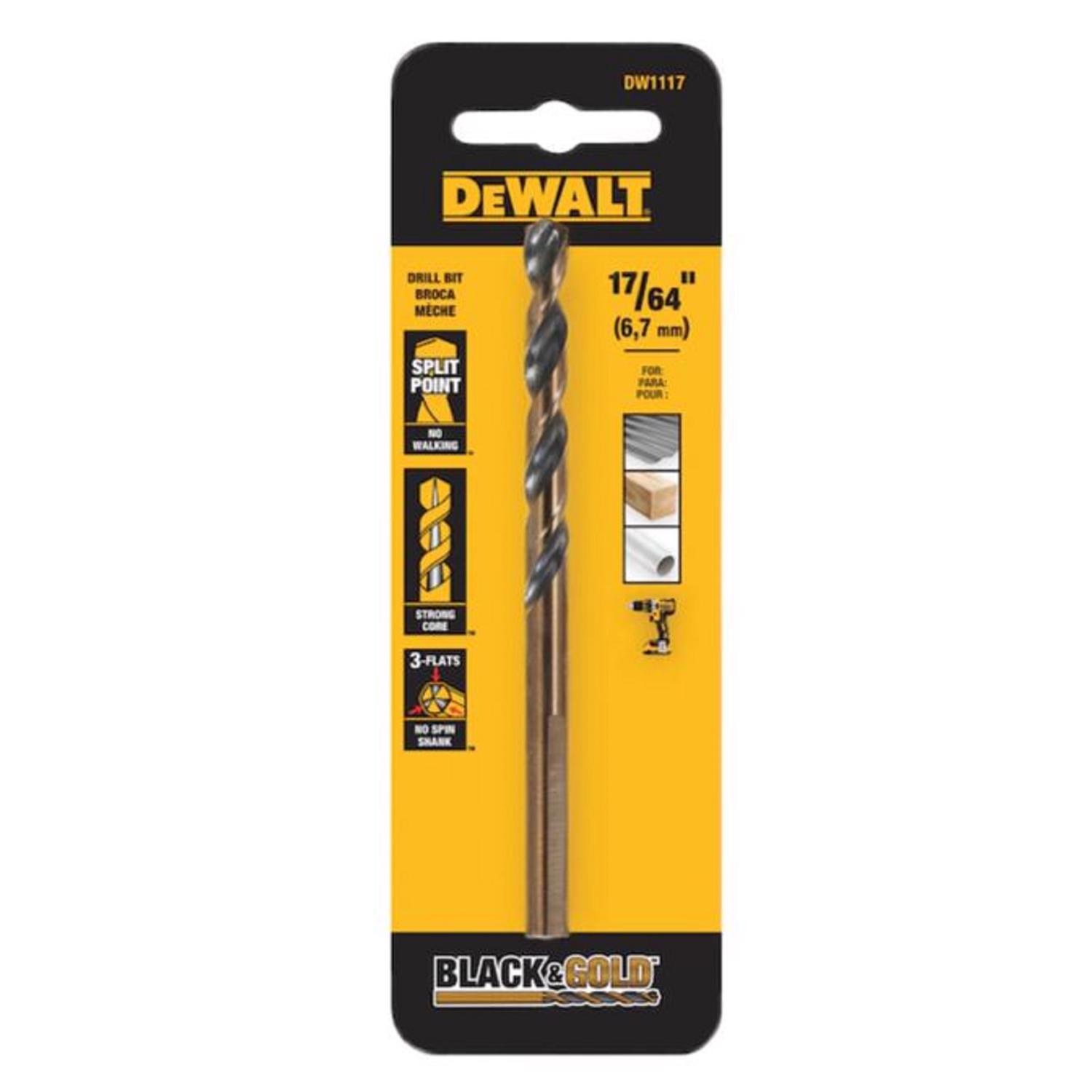 DeWalt Black \u0026 Gold 17/64 in. X 4-3/16 in. L High Speed Steel Drill Bit 1 pk - Intensery