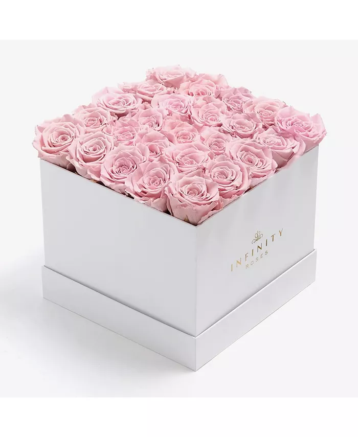 Infinity Roses Square Box of 25 Pink Real Roses Preserved to Last Over a Year - Intensery