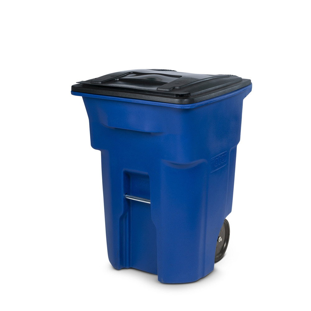 Toter 96 Gallon Trash Can with Smooth Wheels and Lid Blue - Intensery