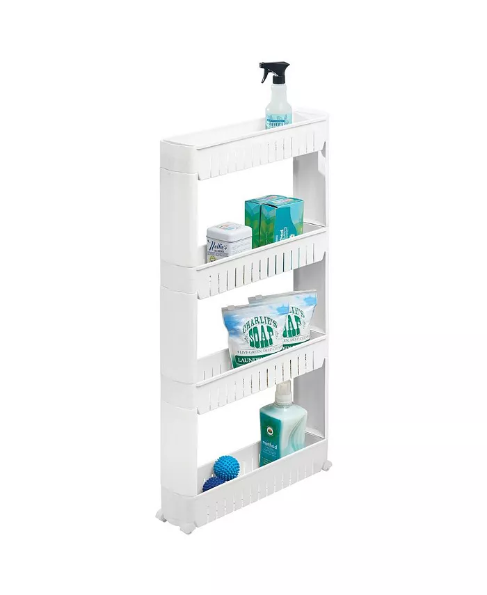 mDesign Portable Rolling Laundry Utility Cart Organizer with 4 Shelves - Intensery