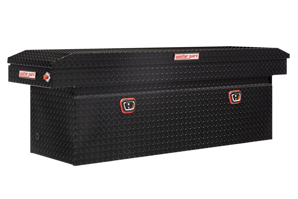 Weather Guard Saddle Truck Tool Box Aluminum Full Deep Gloss Black - Intensery