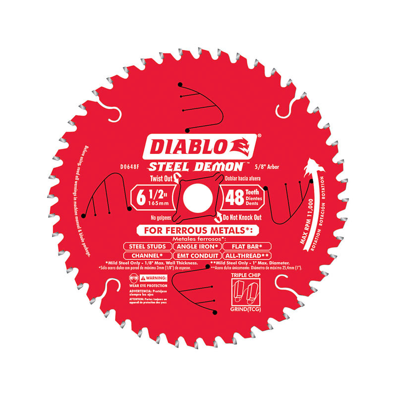 Diablo Steel Demon 6-1/2 in. D X 5/8 in. Carbide Tipped Steel Circular Saw Blade 48 teeth 1 pc - Intensery