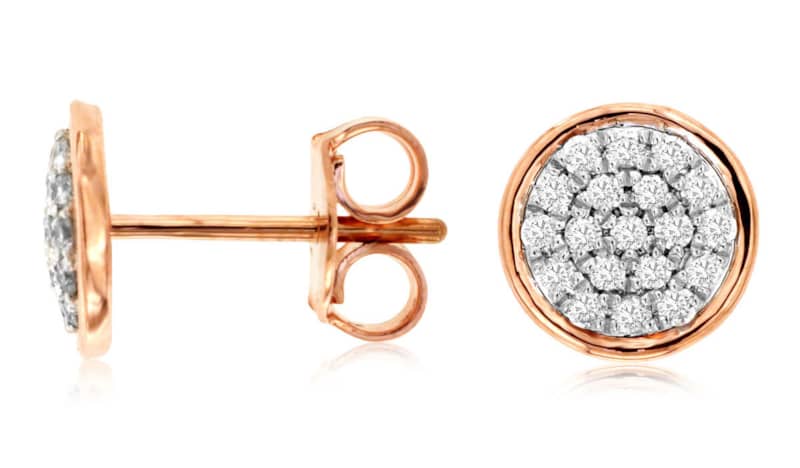 Royal Jewelry 14K Rose Gold Diamond Earrings - Intensery