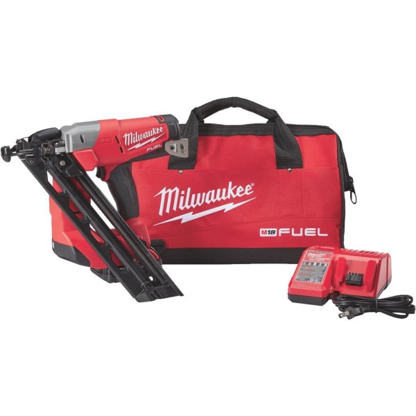 Milwaukee M18 FUEL 18 Volt Lithium-Ion Brushless 15-Gauge 2-1/2 In. Angled Cordless Finish Nailer Kit - Intensery