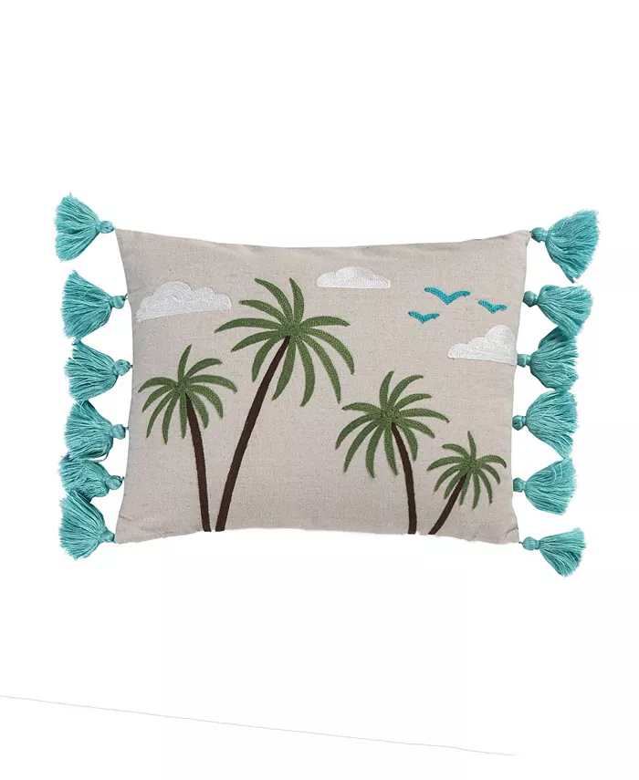 Homthreads Beach Days Palm Tassel Pillow， 14