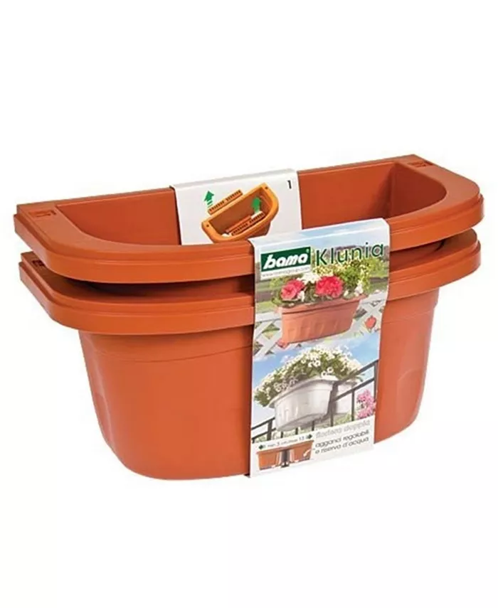 Apollo A34 Double-Sided Adjustable Railing Planter Terra Cotta 16 Inch - Intensery