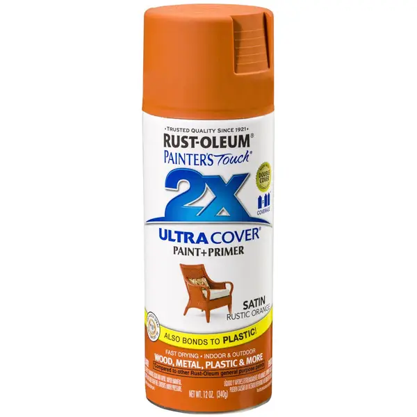 Rust-Oleum 12 oz 2X Satin Rustic Orange Spray Paint and Primer - Intensery