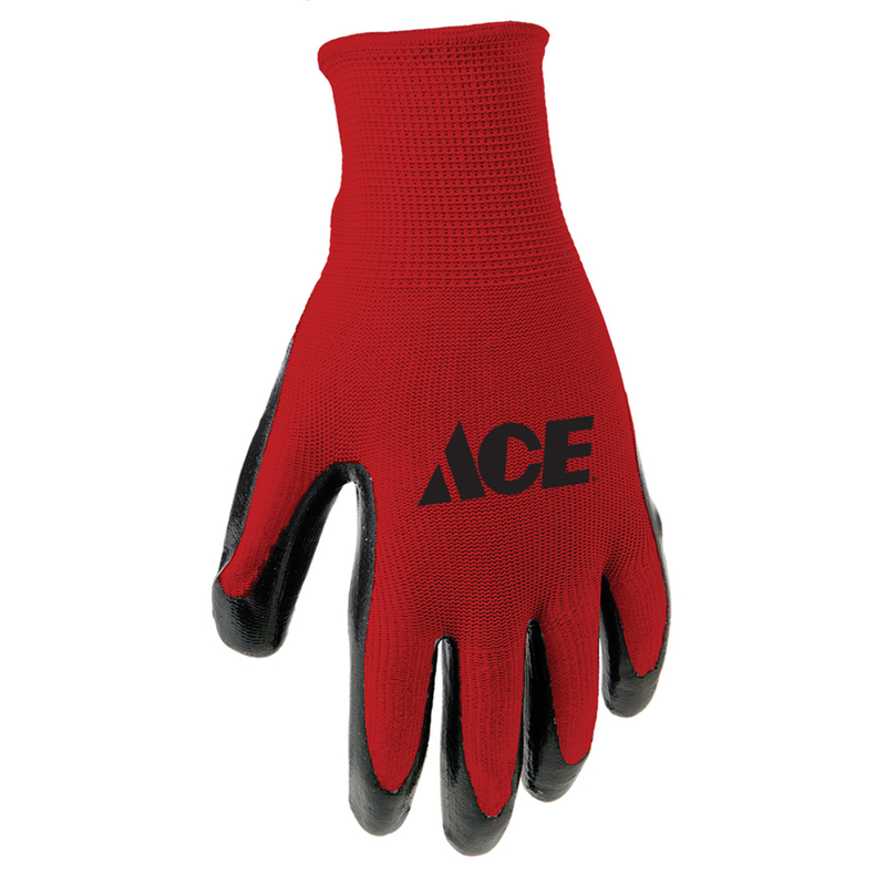 Ace Men\u0027s Indoor/Outdoor Coated Work Gloves Red XL 1 pair - Intensery
