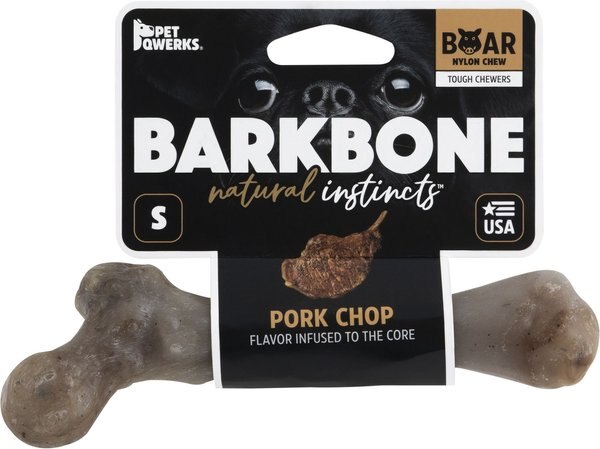 Pet Qwerks Boar BarkBone Porkchop Flavor Tough Dog Chew Toy - Intensery