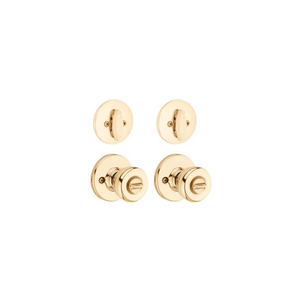 Polished Brass Tylo Knob Entry Lockset and Single Cylinder Deadbolt - Intensery
