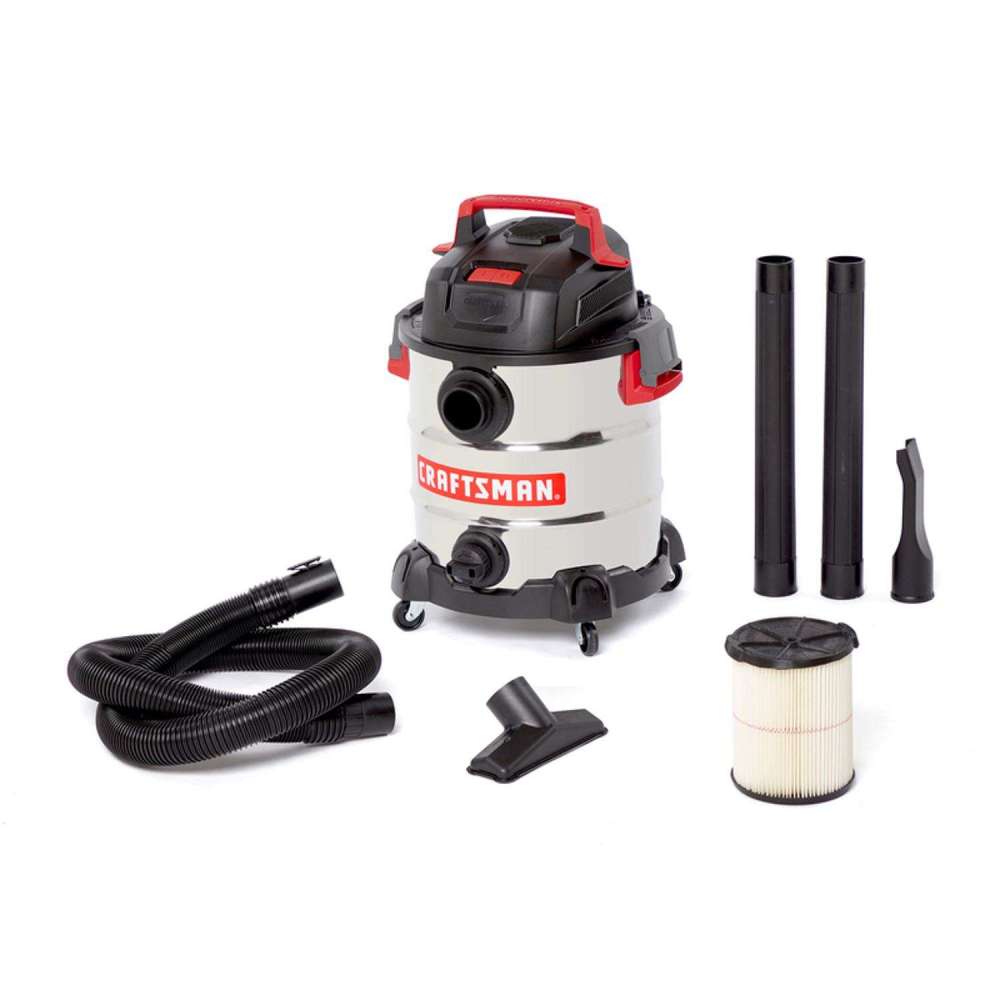 Craftsman Wet/Dry Vacuum 10 Gallon 120V 6HP Peak Stainless Steel - Intensery