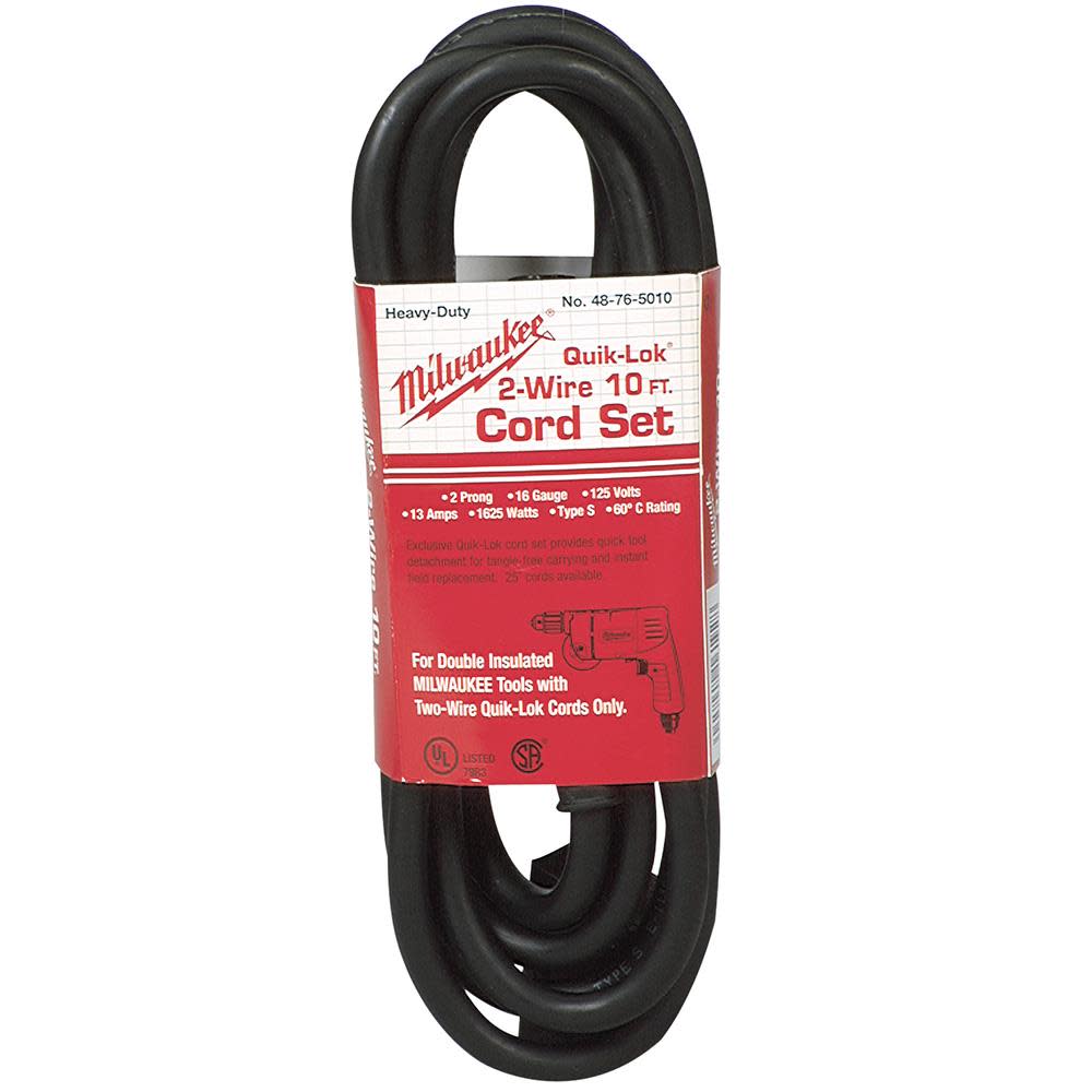Milwaukee 10 ft. 2-Wire Quik-Lok with Twist Lock Plug Cord 48-76-5110 from Milwaukee - Intensery