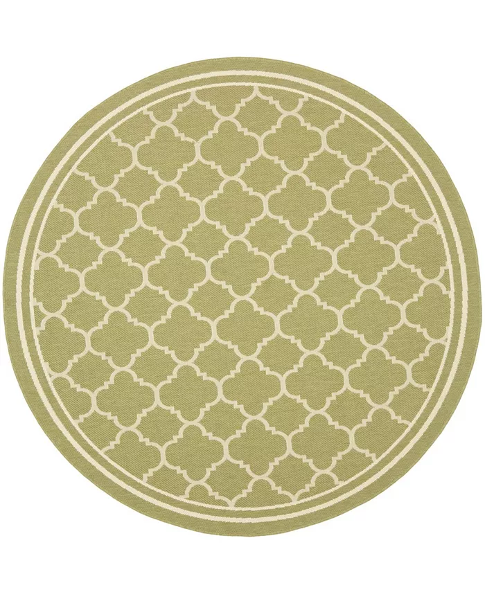 Safavieh Courtyard Green and Beige 4' x 4' Round Outdoor Area Rug - Intensery