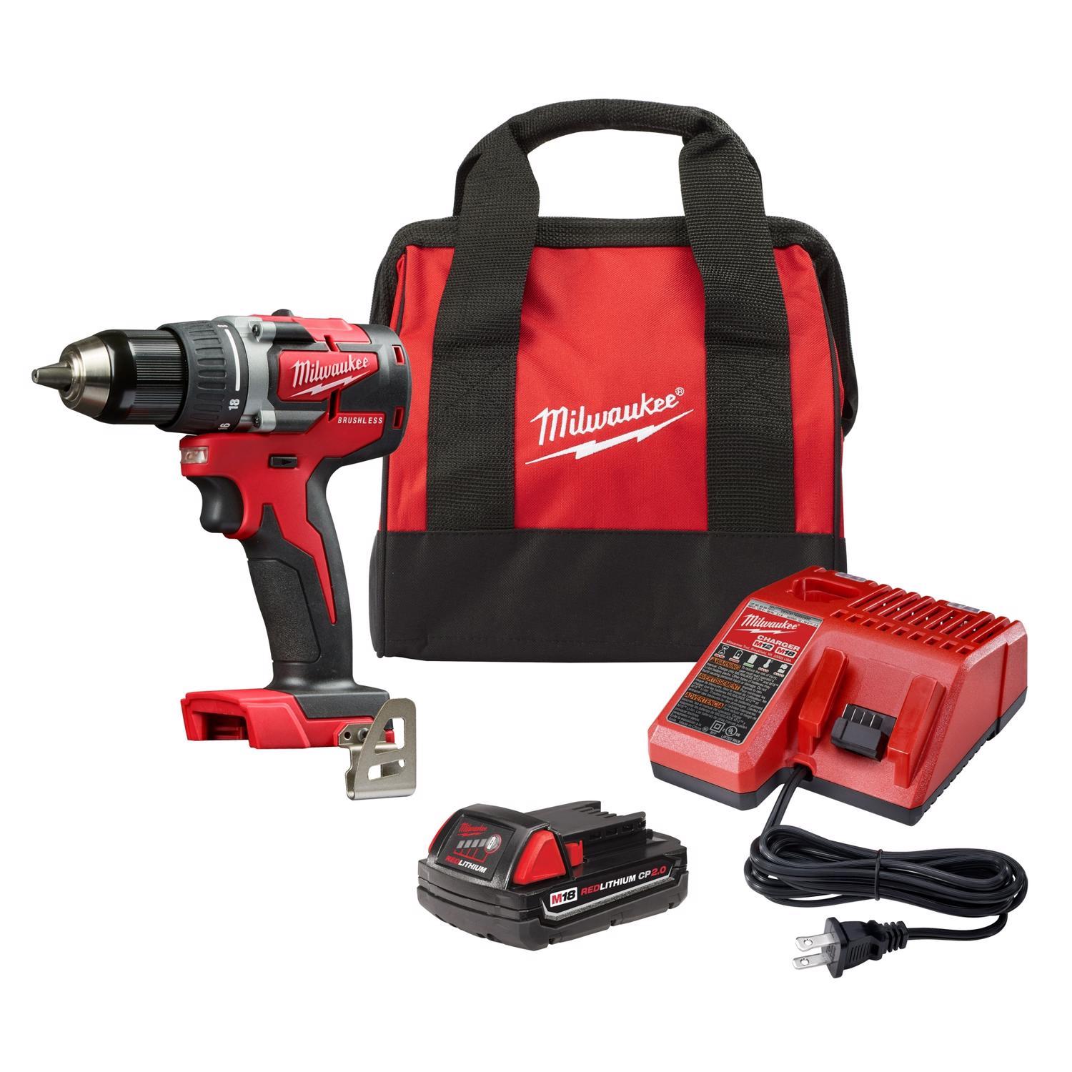 Milwaukee M18 18 V 1/2 in. Brushless Cordless Drill/Driver Kit (Battery \u0026 Charger) - Intensery