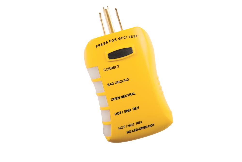 Sperry Instruments HGT6520 Stop Shock II GFCI Outlet Circuit Analyzer Tester， Detects Low Resistance， Single LED Indication of Wiring Error， 1/Ea - Intensery