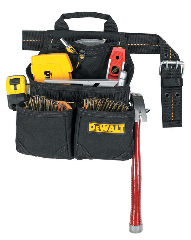 DeWalt 5.5 in. W X 15.25 in. H Ballistic Polyester Nail and Tool Pocket Apron 6 pocket Black/Yellow - Intensery