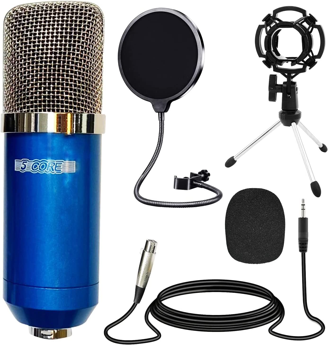 5Core Condenser Microphone Kit w/ Arm Stand Game Chat Audio Recording Computer RM 7 BLU - Intensery