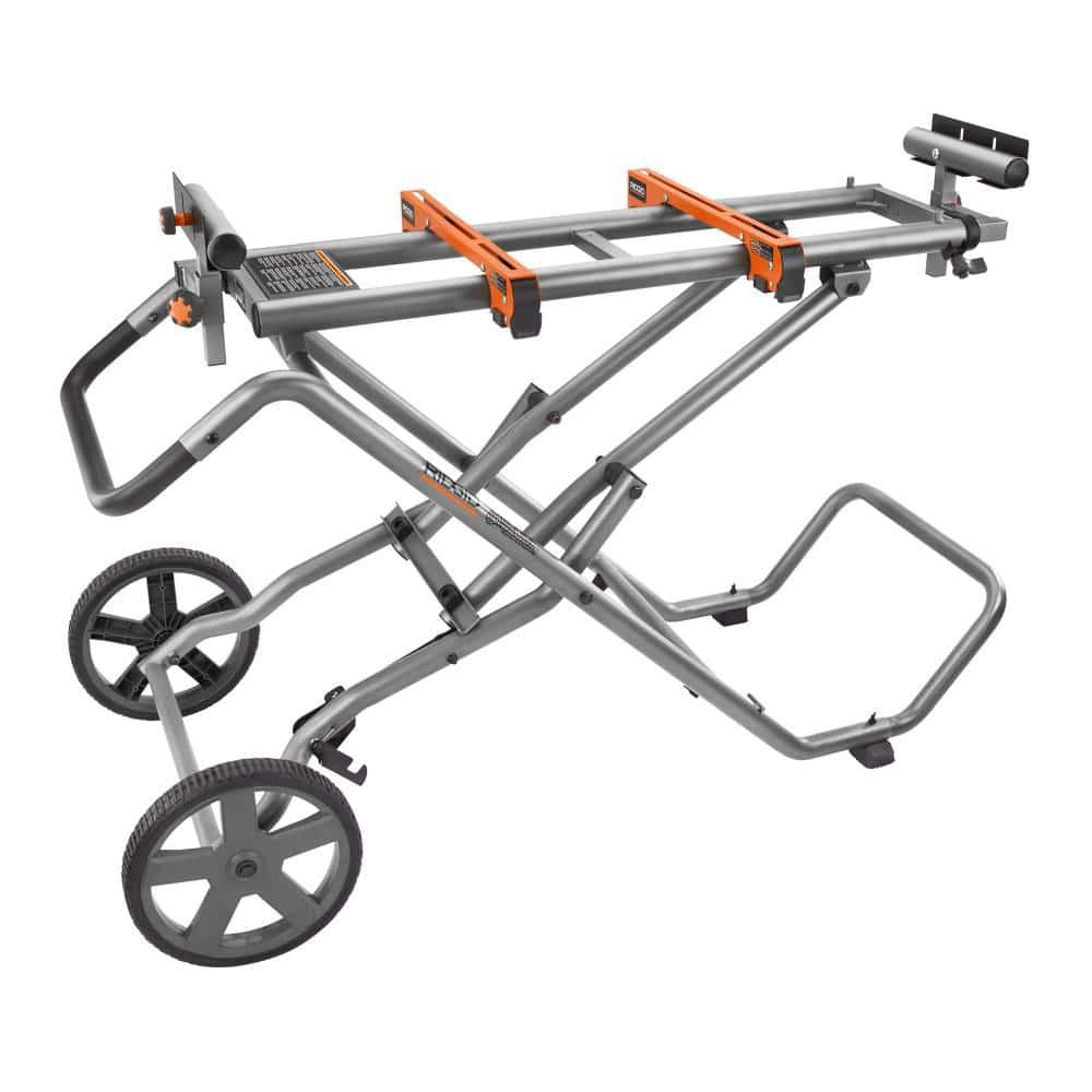 RIDGID Foldable Mobile Miter Saw Stand with Mounting Braces AC9946 - Intensery