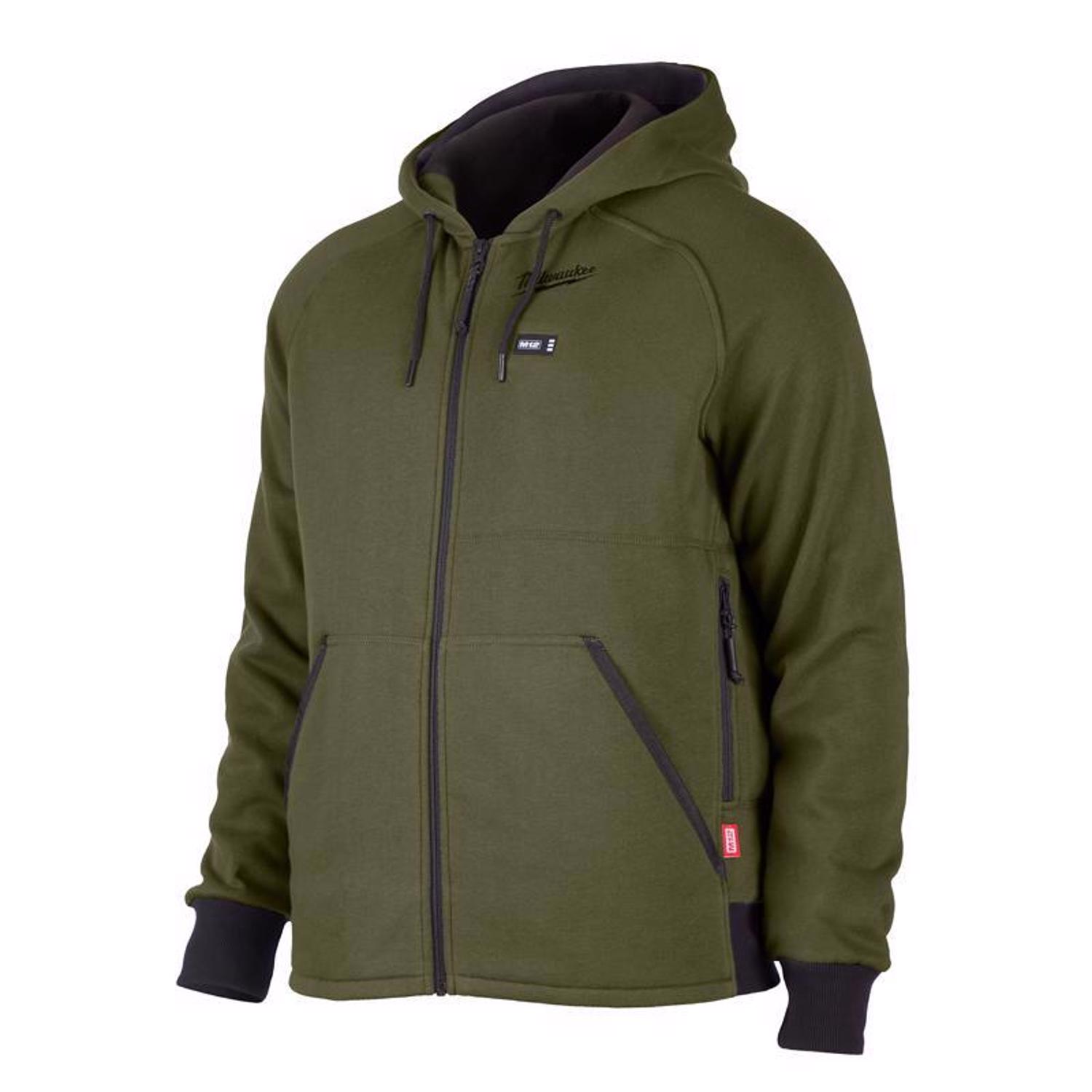 Milwaukee M12 M Long Sleeve Men\u0027s Full-Zip Heated Hoodie (Hoodie Only) Green - Intensery
