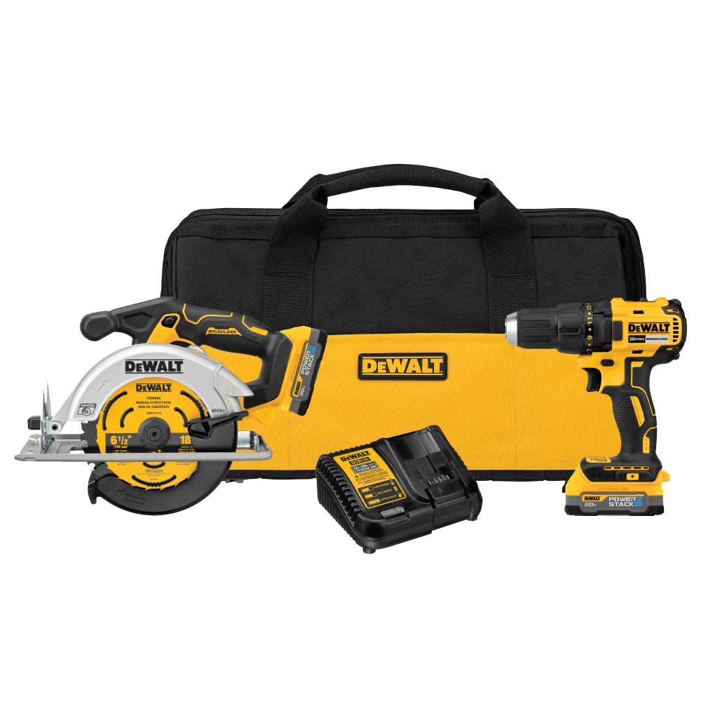 DEWALT 20V MAX Circular Saw and Drill Combo Kit with DEWALT POWERSTACK Compact Batteries - Intensery
