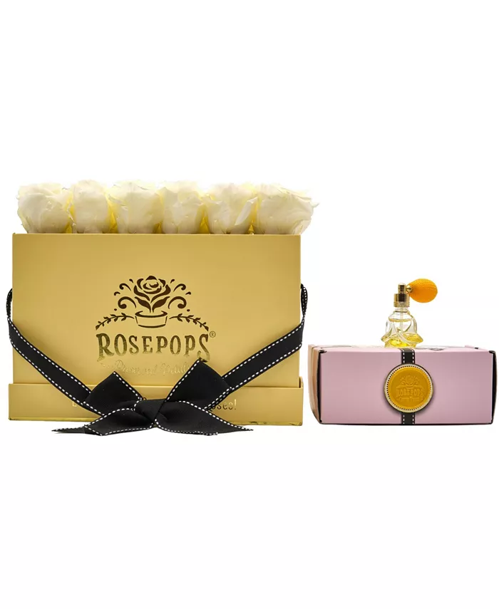 Rosepops Pop-Up Pastel to The Moon and Back Real Buttercup Yellow Roses Scented Along with Rose Shaped Bottle， Box of 12 - Intensery