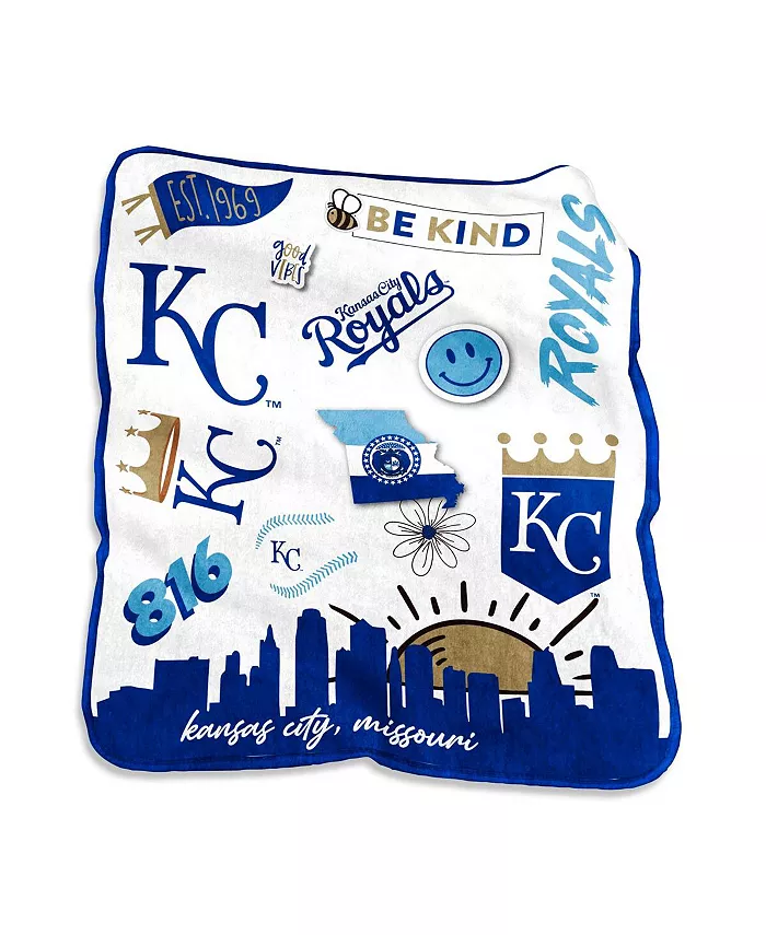 Logo Brands Kansas City Royals 50'' x 60'' Native Raschel Plush Throw Blanket - Intensery