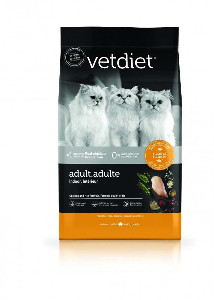 Vetdiet Chicken and Rice Formula Adult Indoor Dry Cat Food - 3.5 lb Bag - Intensery