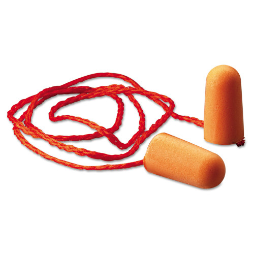 3M Foam Single-Use Earplugs， Corded， 29NRR， Orange， 100 Pairs (1110) - Intensery