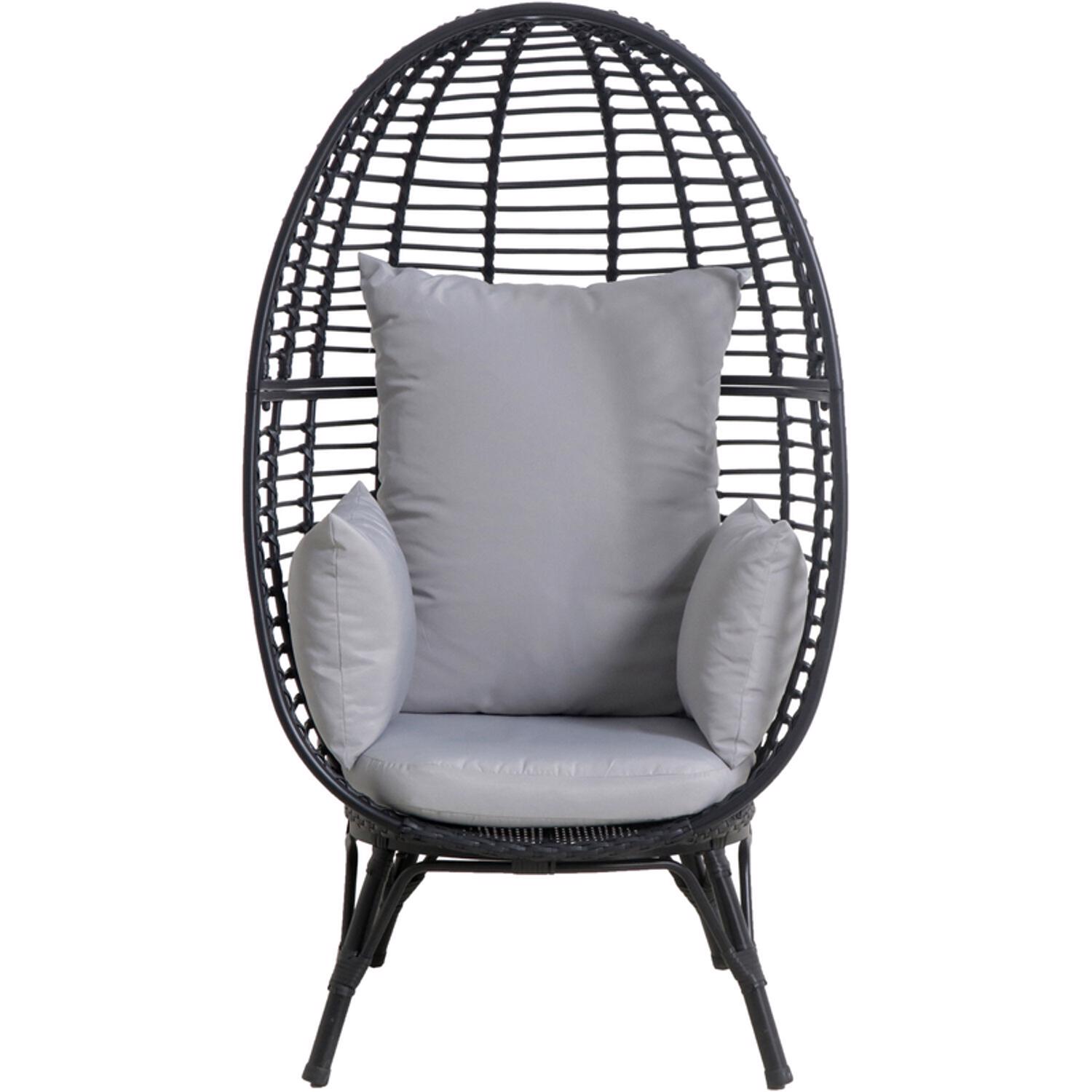 Mod Poppy Black Steel Frame Egg Chair Gray - Intensery