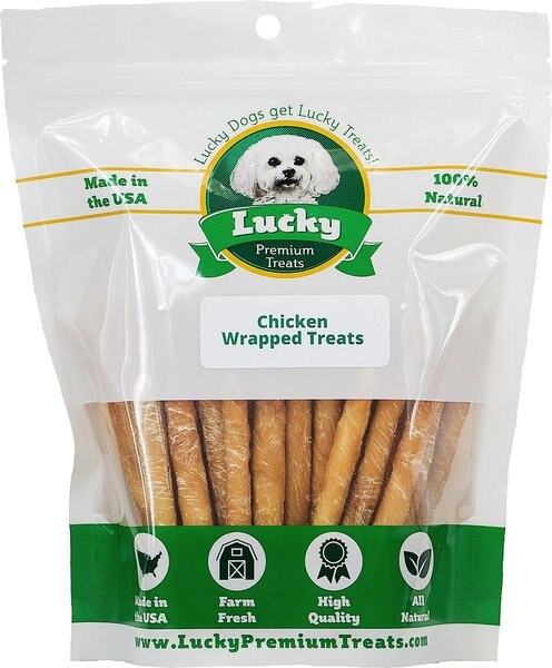 Lucky Premium Treats Small Chicken Wrapped Rawhide Dog Treats - Intensery