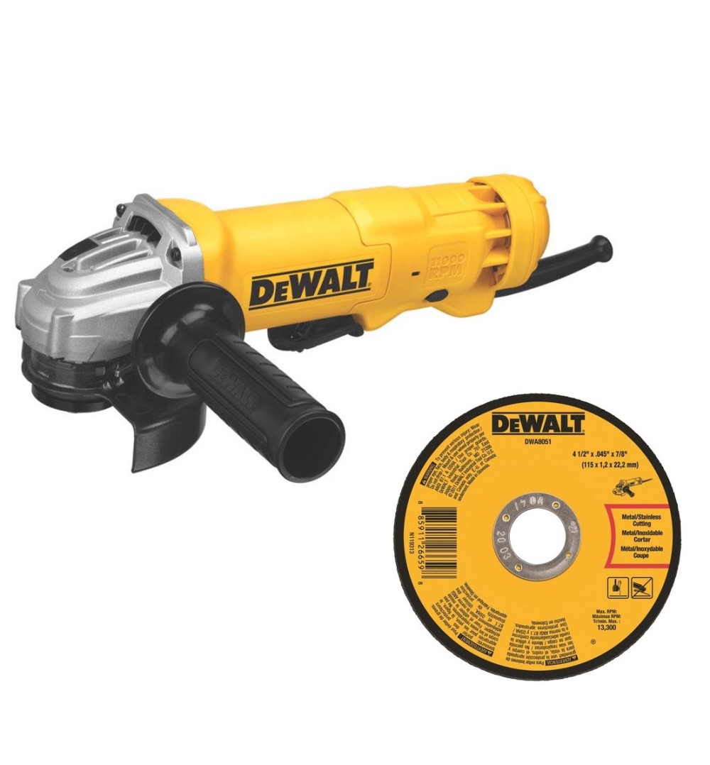 DEWALT Angle Grinder 4 1/2 with 10pk Metal Cut Off Wheels 4-1/2 x .045 x 7/8 Bundle - Intensery