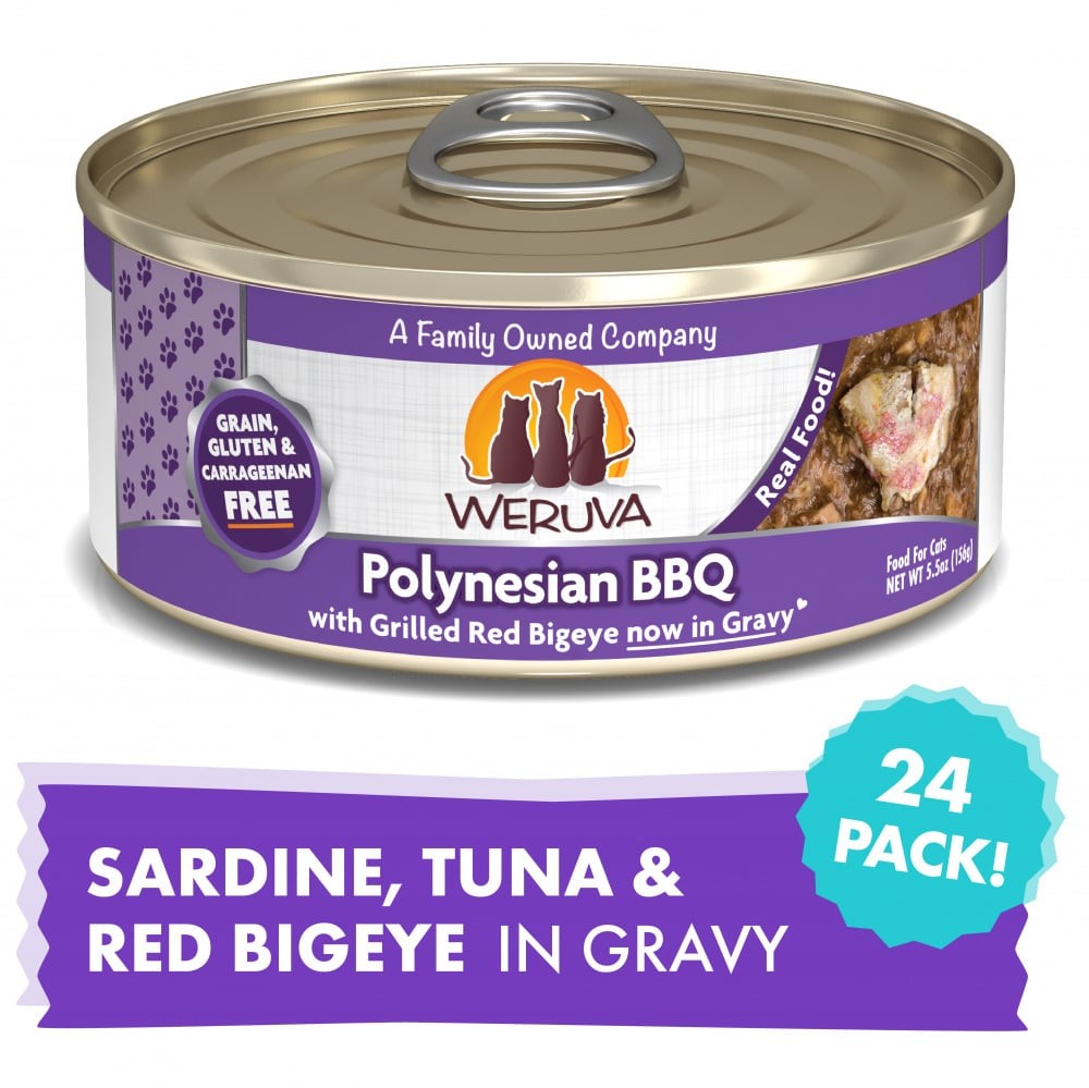 Weruva Polynesian BBQ With Grilled Red Big Eye Canned Cat Food - 3 oz， case of 24 - Intensery