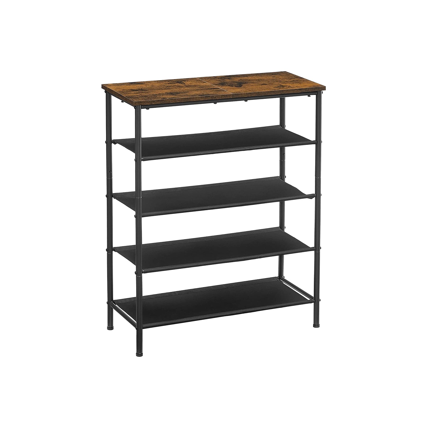VASAGLE Brown Shoe Storage Rack with 4 Fabric Shelves - Intensery