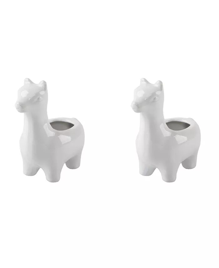Flora Bunda Ceramic Llama Empty Planter， Set of 2 - Intensery