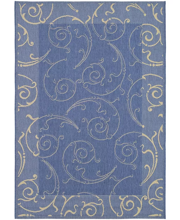 Safavieh Courtyard Blue and Natural 8' x 11' Outdoor Area Rug - Intensery
