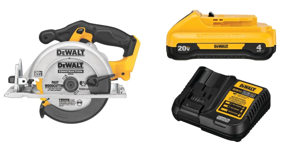 DEWALT 20V Max 6 1/2 Circular Saw with Compact 4Ah Battery Starter Kit Bundle - Intensery