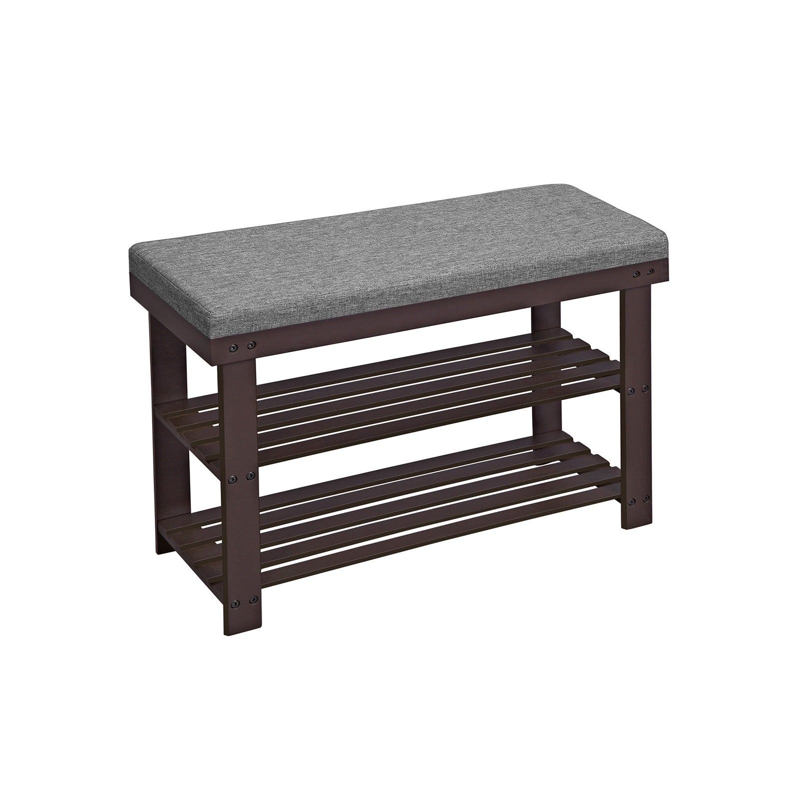 SONGMICS 2-Tier Bamboo Shoe BenchBrown + Gray - Intensery