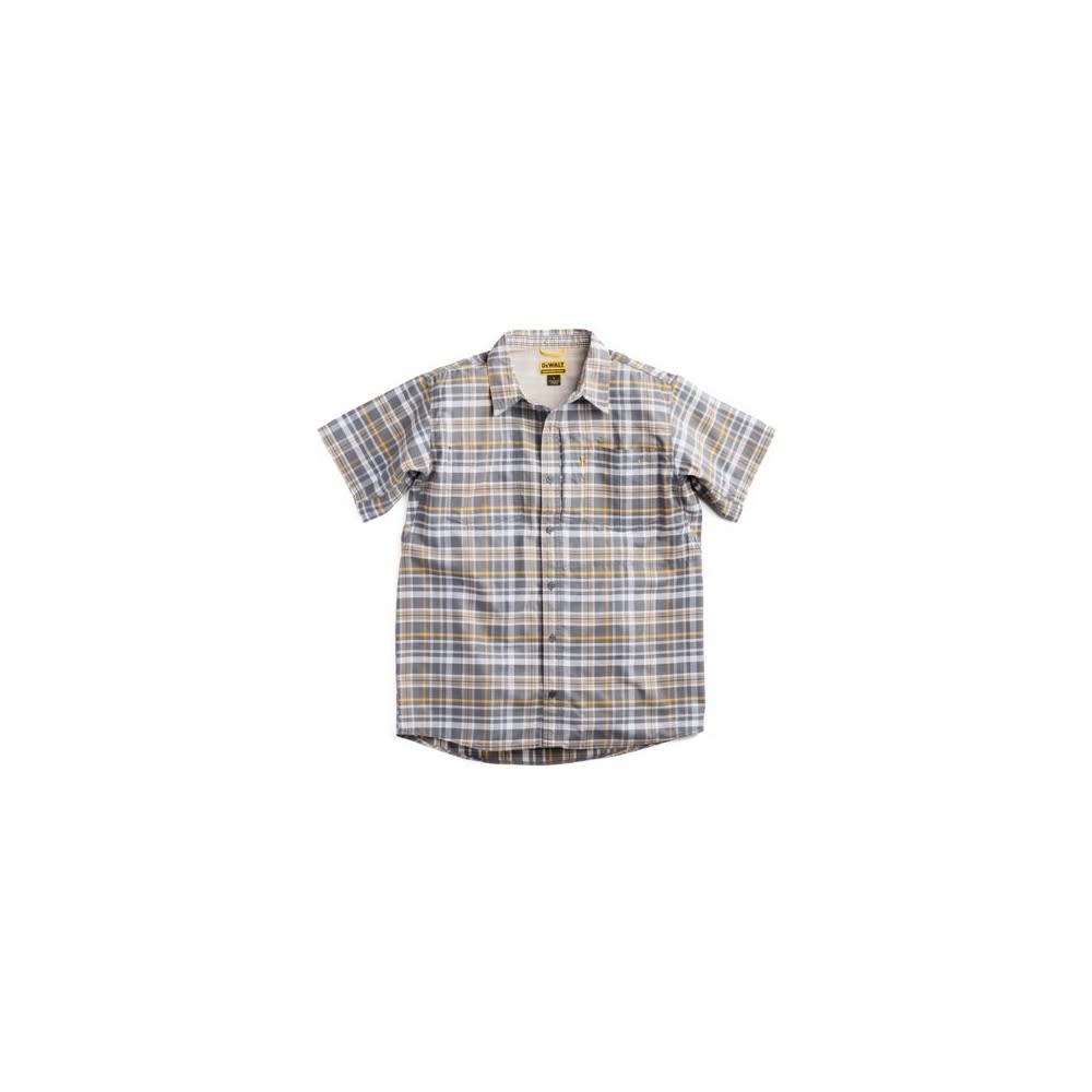 DEWALT Austin Plaid Prostretch Work Shirt Gunmetal 2X - Intensery