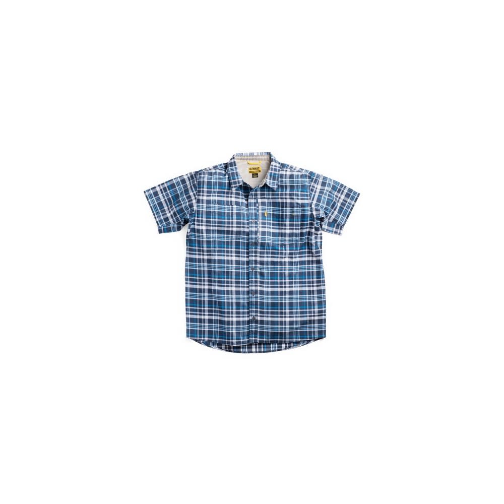 DEWALT  Austin Plaid Prostretch Work Shirt Royal Blue 3X - Intensery