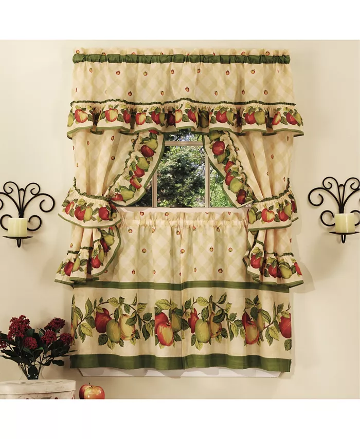 Achim Apple Orchard Cottage Window Curtain Set， 57x36 - Intensery