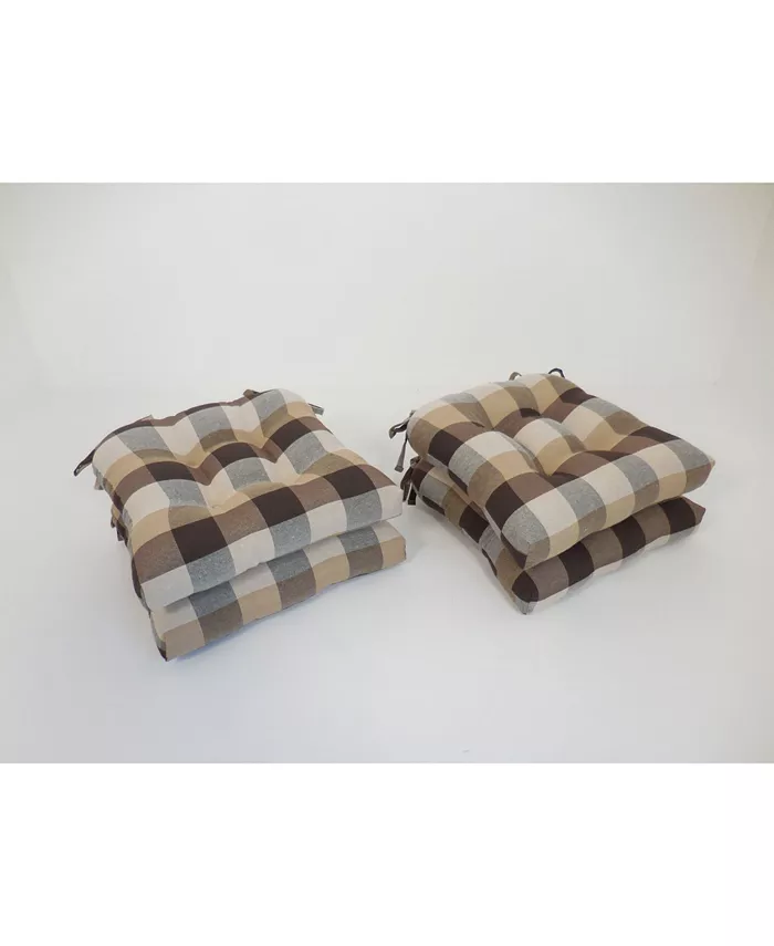 Arlee Home Fashions Buffalo Check Set of Four Chair Pad Seat Cushions - Intensery