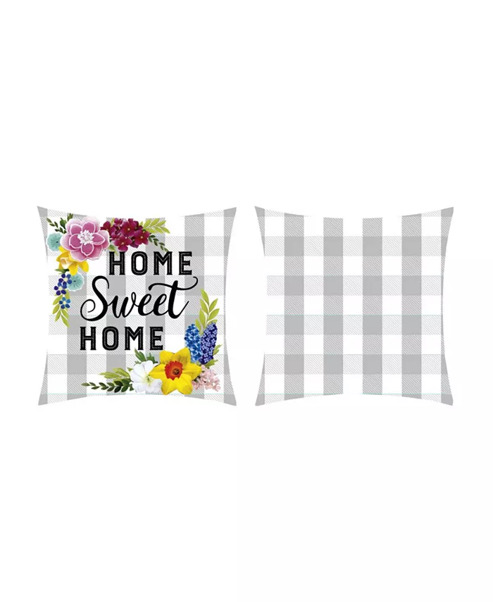 Evergreen Home Sweet Home Plaid Outdoor Pillow Cover - Intensery